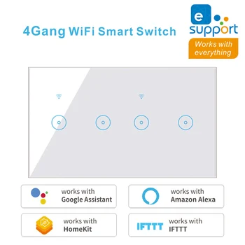 WiFi Smart Switch Tuya eWeLink 4 5 6 Banda de Sticlă Panou Tactil Comutator de Perete Wireless de Control Alexa Google Acasa Compatibil 95-240V AC