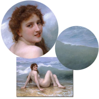 William Adolphe Bouguereau Val 1896, Franța Faimos Tablou Poster Print pe Canvas Wall Art Nud Fete Imagini Decorative
