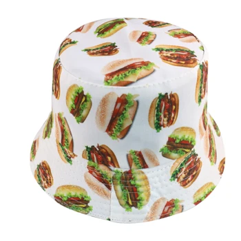 Winfox 2020 Noua Moda Hamburger, cartofi prajiti Imprimare Găleată Pălărie Pescar Pălăria în aer liber, de Călătorie Pălărie de Soare Capac Pălării pentru Bărbați și Femei