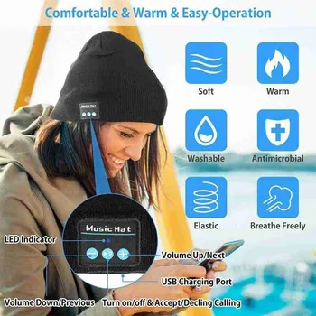 Wireless Bluetooth Tricotate Iarna Beanie Hat Bluetooth 5.0 Căști Muzica Capac Pentru Xiaomi, Huawei Samsung Iphone Unisex Cele Mai Bune Cadouri