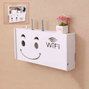 Wireless Router Wifi raft Cutie de Depozitare din PVC panou de Raft Agățat de Perete Plug Bord Suport Cablu de Depozitare Organizator Decor Acasă 3 Dimensiuni