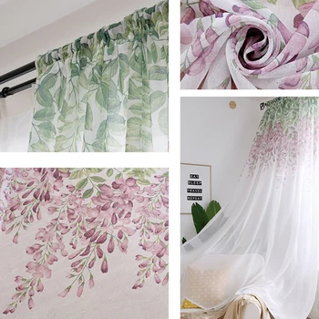 Wisteria Cu Flori Design Modern Perdele Tul Pentru Camera De Zi Dormitor Fereastră Pur Voile Perdele 3 Culori Disponibile Decor Acasă