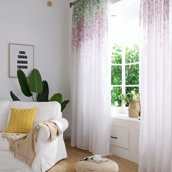 Wisteria Cu Flori Design Modern Perdele Tul Pentru Camera De Zi Dormitor Fereastră Pur Voile Perdele 3 Culori Disponibile Decor Acasă