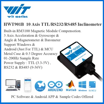WitMotion HWT901B 10 Axa Senzorului de Unghi de Înclinare Inclinometer + Accelerare + Giroscop + Magnetometru + Barometru pe PC/Android/MCU