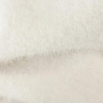 Wixra Elegant Plin Felinar Cardigan Cu Maneci Femei Nou Singur Cu Pieptul Moale Faux Blană De Nurcă De Sex Feminin Tricotate De Toamna Primavara
