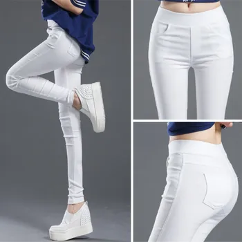WKOUD Supradimensionarea Femei de Înaltă Talie Pantaloni de Creion Culori Bomboane Skinny Stretch Pantaloni Cu Buzunare Pantaloni Casual, Jambiere P8935