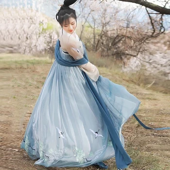 Womon Hanfu Chineză Tradițională, Costume De Dans Elegant Fairy Performanță Broderii Orientale Tang Vechi Fotografie Rochie