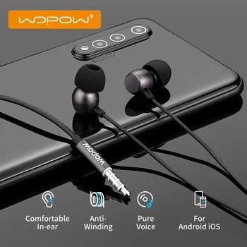 WOPOW cu Fir Căști cu Microfon de 3,5 mm În ureche Căști HiFi Stereo Sunet Sport Căști pentru Xiaomi iPhone Samsung Pavilioane