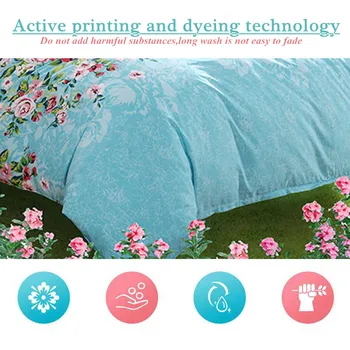 WOSTAR bumbac lenjerie de pat set cearceaf plapuma fata de perna Textile Acasă set de lenjerie de pat florale de imprimare 3d trandafir roz pentru decor acasă