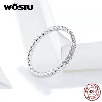 WOSTU Reale Argint 925 Inele Simple Pentru Femei de Vânzare Fierbinte Zircon Spumante Inele de Luare de Bijuterii de Moda FIR624