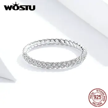 WOSTU Reale Argint 925 Inele Simple Pentru Femei de Vânzare Fierbinte Zircon Spumante Inele de Luare de Bijuterii de Moda FIR624