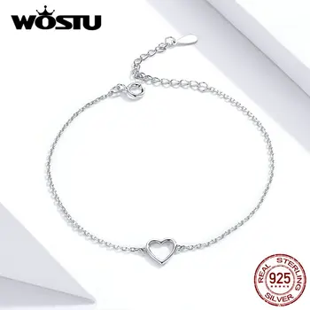 WOSTU S925 Forma Dragoste Brățară 2019 New Sosire Reale Argint 925 Brățară Simplă Pentru Femei, Cadou de Ziua FIB159