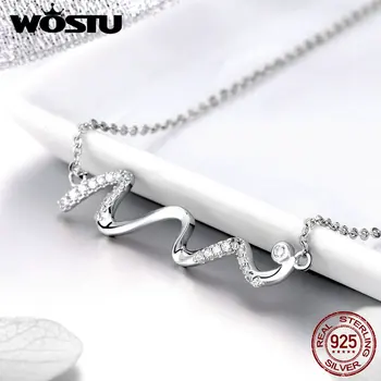 WOSTU Stil Minimalist Argint 925 Val de Emoție Pandantiv Coliere Lanț Lung de 43 cm Pentru Femei Partid 925 Bijuterii DAN033