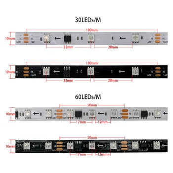 WS2811 RGB Led strip lumina 5050 SMD adresabile 30/60 LED-uri/m 1 extern IC de control 3 Led-uri DC12V lumini Led-uri cu SP108E controller