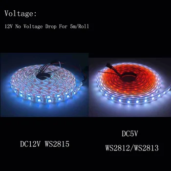 WS2815 DC12V(WS2812B WS2813 actualizat) LED-uri RGB Pixeli Benzi de Lumină Individual Adresabil Dual LED-Semnal 30/60/100/144 Led-uri/m