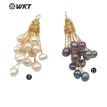WT-JP169 WKT Naturale Perla Pandantiv de Struguri Cluster Forma de Perle Cu Alamă, Sârmă Învelite Pandantiv Moda Bijuterii Pandantiv Găsirea