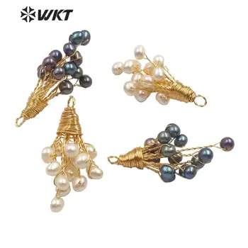 WT-JP169 WKT Naturale Perla Pandantiv de Struguri Cluster Forma de Perle Cu Alamă, Sârmă Învelite Pandantiv Moda Bijuterii Pandantiv Găsirea