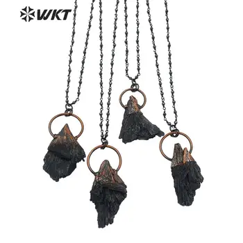 WT-N1215 primă Nouă piatră neagră colier din alama stil vintage antique brass prin galvanizare turmalina neagra Colier femei Bijuterii