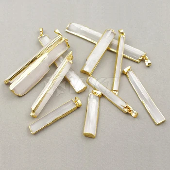 WT-P1180 de moda en-Gros bijuterii aur natural marginea selenit lama de cristal pandantiv cu 24K prin galvanizare colier