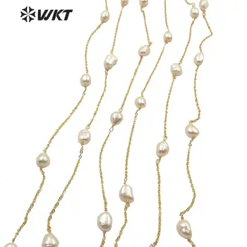 WT-RBC164 Superbe de înaltă calitate naturale de apă dulce pearl lanț colier de femei brățară lanț pearl pentru bijuterii DIY realizarea de piese
