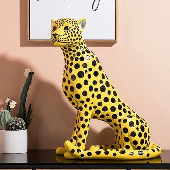 WU CHEN pe termen LUNG 62CM Leopard Arta Sculpturii Ghepard Statuie Ornamente de Animale Rasina de Artizanat American Home Decor Mobilier R4390