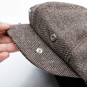 Wuaumx Unisex Toamna Iarna vânzător de ziare Capace de Bărbați Și Femei Cald Tweed Octogonal Palaria De Detectiv de sex Masculin Palarii Retro Capace Plate chapeau