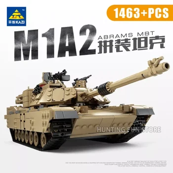 WW2 Militare M1A2 Abrams MBT Tanc Tun Carul Set Soldat Cifre DIY Model de Blocuri Jucarii Copii Cadou 2in1 Creator