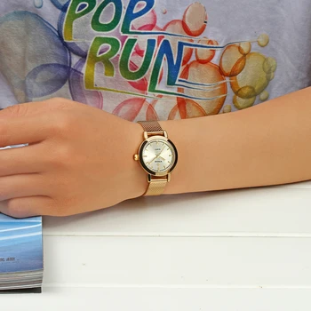WWOOR Ceas pentru Femei Brand de Lux Doamnelor Cuarț Ceas de Mână Rochie de Mic Ceas de Aur Femei Plasă din Oțel Inoxidabil Brățară Ceas Casual
