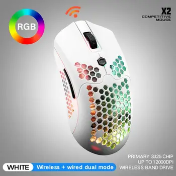 X2 12000DPI Modul Dual Mouse de Gaming 7 Chei Tubulare Lumina RGB Mouse-ul fără Fir