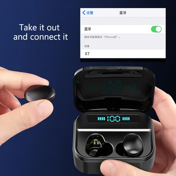 X7 Wireless Căști TWS Bluetooth 5.0 IPX7 rezistent la apă, cu Mic 2200mAh Încărcare Cutie 6D Stereo HiFi Pavilioane Wireless