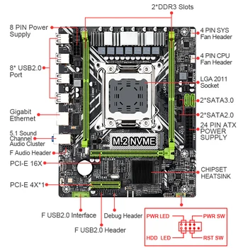 X79 LGA 2011 Placa de baza con Xeon E5 2630L PROCESOR 6-core 2*4 = 8gb ddr3 1333mhz ecc reg de memoria ram set SATA3.0