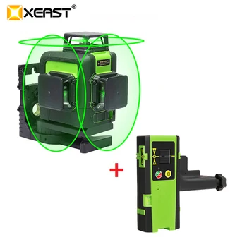 XEAST XE-903 12 linia de nivel cu laser 360 de Auto-nivelare Linie Transversală 3D Nivel cu Laser Fascicul de verde Cu Înclinare și Modul în aer liber pot folosi Receptor
