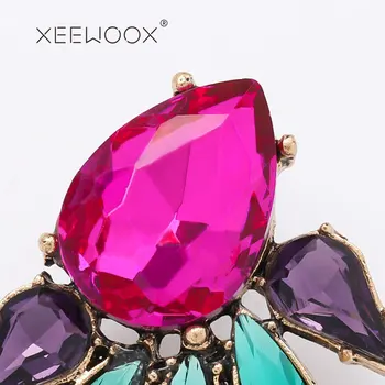XEEWOOX Boem Soare Floare Picătură Cercei pentru Femeile Moda Bijuterii Pătrat Geometrice Strălucitoare de Cristal Legăna Cercei Statement