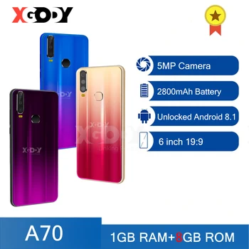 XGODY A70 3G Smartphone 1GB 8GB telefoane Mobile Debloca Android 6 inch, Quad Core, Dual SIM, GPS, WiFI, Camera de 5MP 2020 Noul telefon Mobil