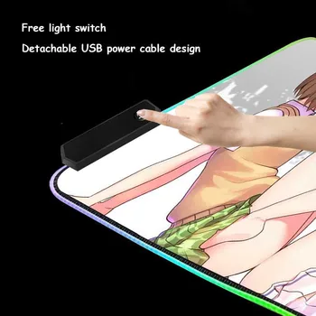 XGZ Fată de Desene animate Hd Personalizate de Moda Mare RGB Mouse Pad Lock Marginea Tastatură de Calculator Colorat Luminos Tabelul Mat de Cauciuc Non-alunecare