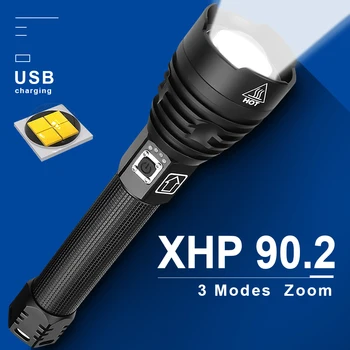 XHP90.2 cea mai puternică Lanternă Tactică XHP50 Mare luminoase USB cu Led-uri Lanterne Reîncărcabilă 18650 26650 Felinar XHP90 XHP70.2