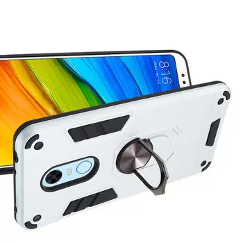 Xiaomi Redmi 5 Plus Caz Magnet Masina Inel de Caz Pentru Redmi 5 Plus Moale Silicon + PC Greu Armura Telefon rezistent la Socuri Capac Protecție