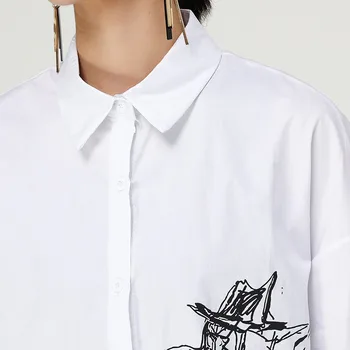 XITAO Abstract Corp de Imprimare Camasi Femei Goale Neregulate Femei Bluze de Moda Sălbatic Femei Topuri si Bluze 2019 Toamna ZLL4328