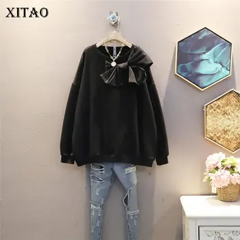 XITAO Mozaic Arc Solid Tricou Femei 2020 Iarna Casual Stil de Moda Temperament Toate se Potrivesc O de Gât Femei Haine ZY3282