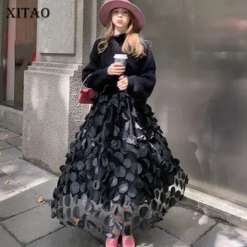 XITAO Mozaic Punct Solid Fusta Femei 2020 Iarna Moda Casual Stil Nou Temperament Toate se Potrivesc Talie Mare pentru Femei Haine ZY1743