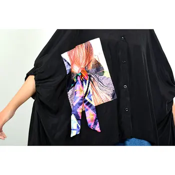 XITAO Neregulate Print Casual Jumătate Lovești Bluza cu Maneci Femei 2019 Vara Personalitate Modă Plus Dimensiune Rândul său, în Jos Guler ZLL4271