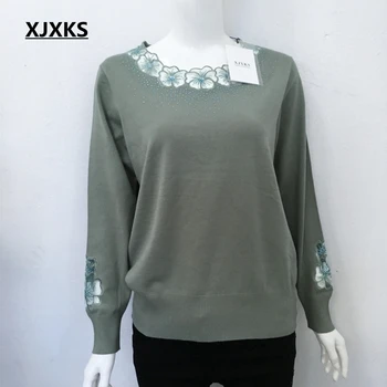 XJXKS Cașmir O-gât culoare solidă dantela cald tricotate femei pulovere și pulovere noi 2021 toamna și iarna pulover de cașmir