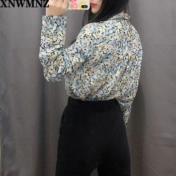XNWMNZ Za femei 2020 Vintage imprimate tricou de Moda neajutat tricou cu guler cu mult încătușat mâneci Tricouri Femei Topuri Chic