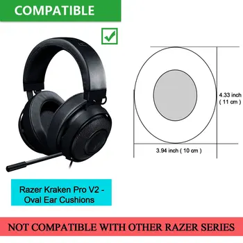 XQ Pernițe de schimb pentru Razer Kraken Pro V2 Gaming Headset - Tampon de Spumă Moale din Piele Pernuțe 1 Pereche Oval Cupelor