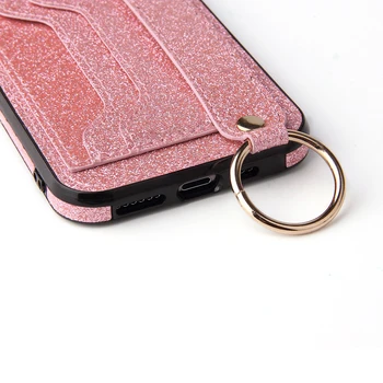XR Sclipici Încheietura Curea de Caz pentru iPhone 12 Mini 11 Pro Max XS SE 2020 6 7 8 Plus Moale TPU Piele Cartelei Cover Stand Coque