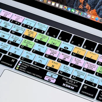 XSKN OS X de comenzi rapide de la Tastatură Piele Capac pentru Touchbar Macbook 13 15 inch A1706 A1707(2016 de Presă), Cadou Gratuit Atingeți Bara de autocolant