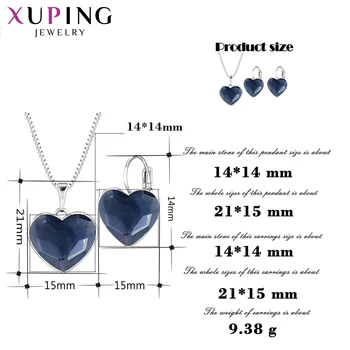 Xuping Bijuterii in Forma de Inima cu Cristale Bijuterii Set cu Colier si Cercei pentru Femei Fata de Cadou de Ziua Îndrăgostiților 60104