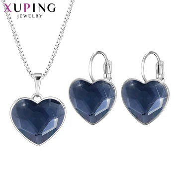 Xuping Bijuterii in Forma de Inima cu Cristale Bijuterii Set cu Colier si Cercei pentru Femei Fata de Cadou de Ziua Îndrăgostiților 60104
