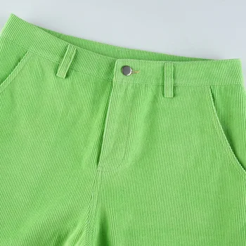 Y2K Moda Stilul Hip-Hop de Talie Mare Supradimensionate, Pantaloni de E-fata Vintage de Catifea Buzunare Drepte Verde Cargo Pantaloni Toamna