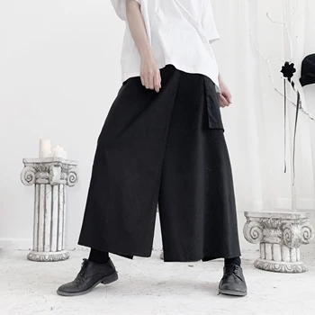 Yamamoto întuneric doamnelor Japonez Yoji cânepă bumbac pantaloni largi picior cu fals două vrac pantaloni harem